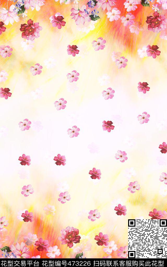 过渡渐变水墨数码印花华亿平台下载（图片编号: 473226） - 瓦栏（Walan）