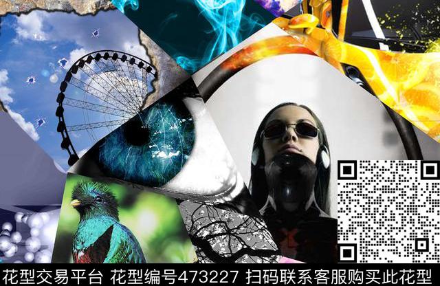 抽象多元素流行时尚数码印花华亿平台下载（图片编号: 473227） - 瓦栏（Walan）