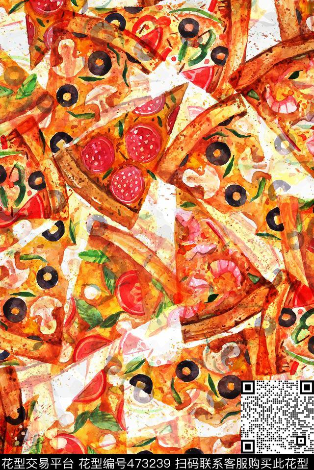 绚丽食物披萨数码印花华亿平台下载（图片编号: 473239） - 瓦栏（Walan）