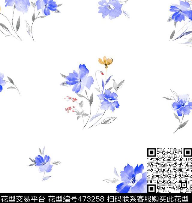 抽象花叶子数码印花华亿平台下载（图片编号: 473258） - 瓦栏（Walan）