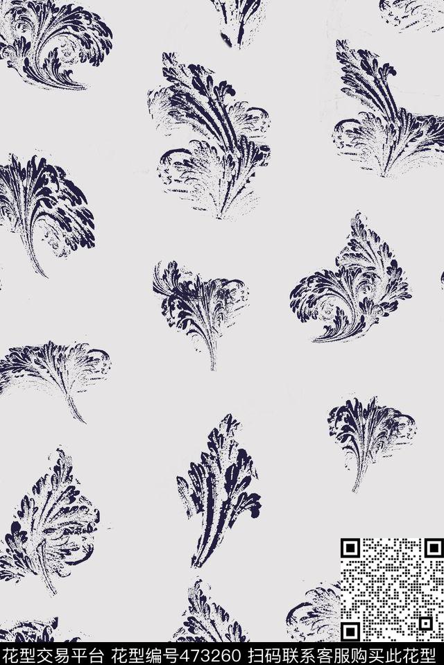 抽象几何花传统印花华亿平台下载（图片编号: 473260） - 瓦栏（Walan）