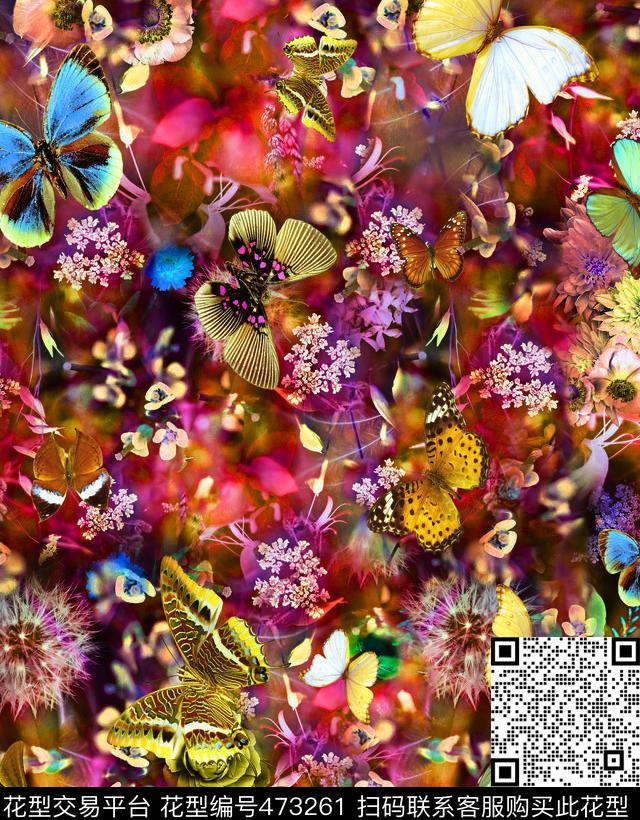 抽象彩色动物数码印花华亿平台下载（图片编号: 473261） - 瓦栏（Walan）