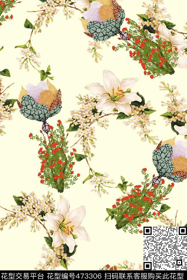 简单时尚清爽数码印花华亿平台下载（图片编号: 473306） - 瓦栏（Walan）