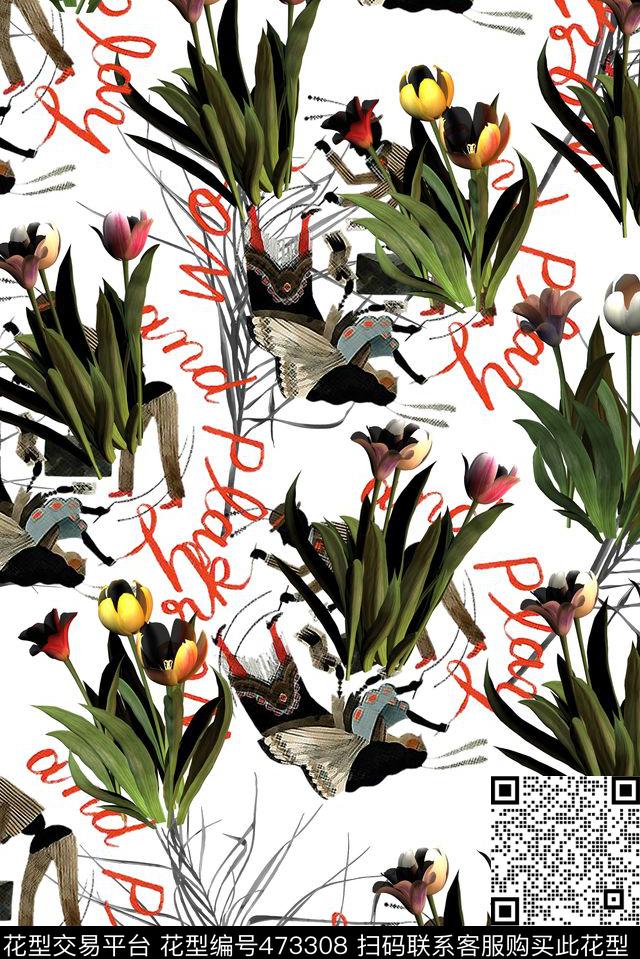 英文字母人物数码印花华亿平台下载（图片编号: 473308） - 瓦栏（Walan）