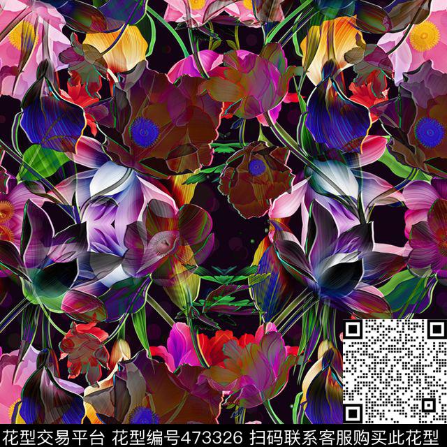 花海服装抽象数码印花华亿平台下载（图片编号: 473326） - 瓦栏（Walan）