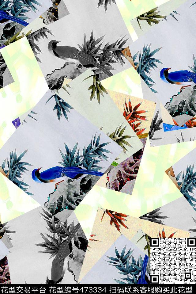 复古油画花卉鸟儿照片数码印花华亿平台下载（图片编号: 473334） - 瓦栏（Walan）