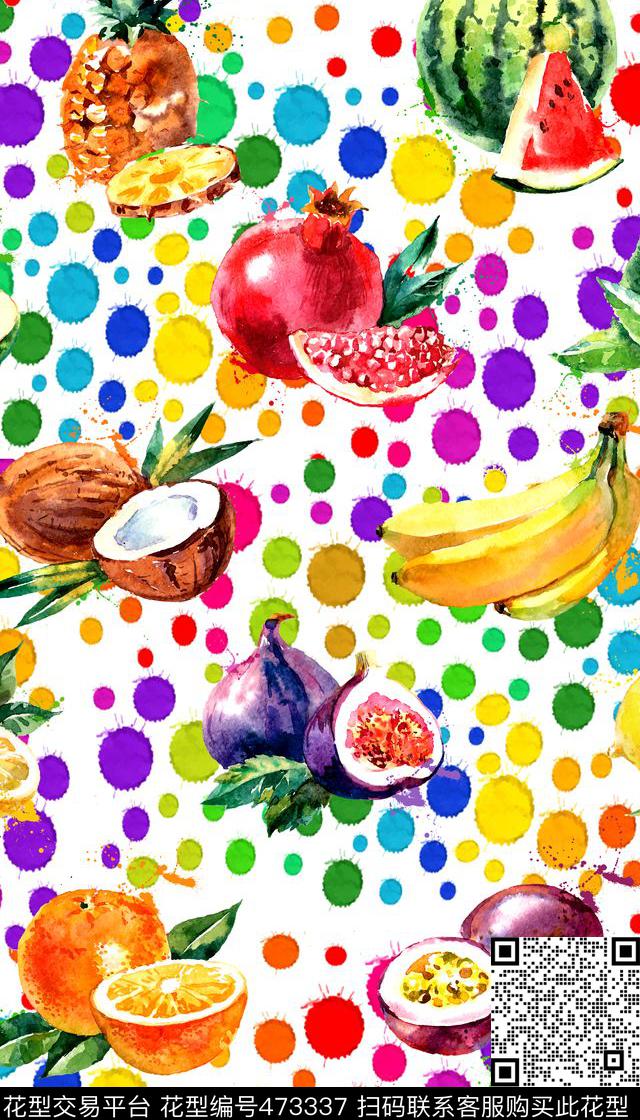 时尚多彩水果数码印花华亿平台下载（图片编号: 473337） - 瓦栏（Walan）