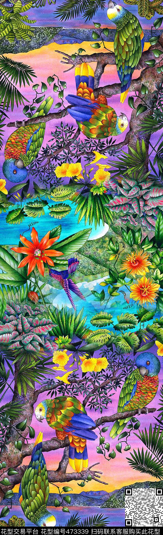 动物热带植物欧式数码印花华亿平台下载（图片编号: 473339） - 瓦栏（Walan）
