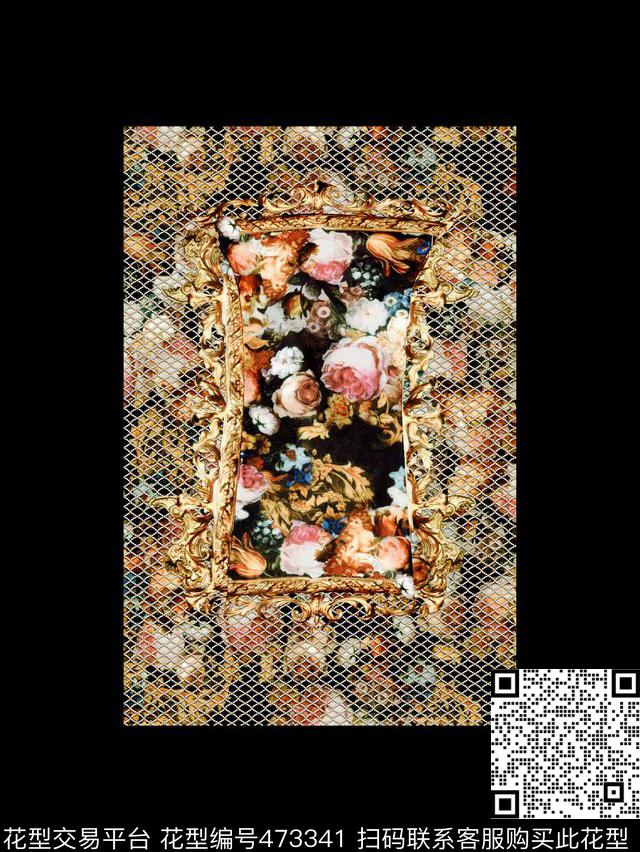 T恤华亿平台复古花朵数码印花华亿平台下载（图片编号: 473341） - 瓦栏（Walan）