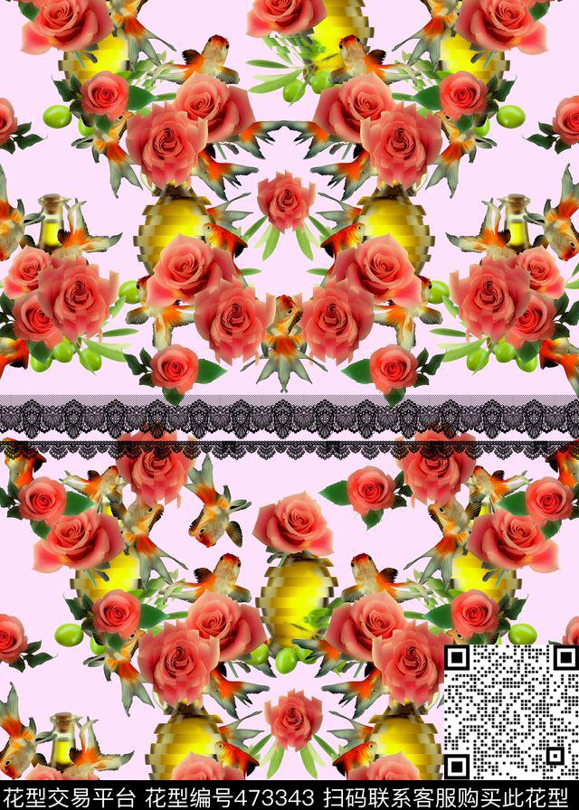 定位蕾丝时尚女士华亿平台鱼橄榄玫瑰数码印花华亿平台下载（图片编号: 473343） - 瓦栏（Walan）
