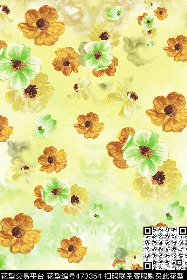 典雅时尚花卉数码印花华亿平台下载（图片编号: 473354） - 瓦栏（Walan）