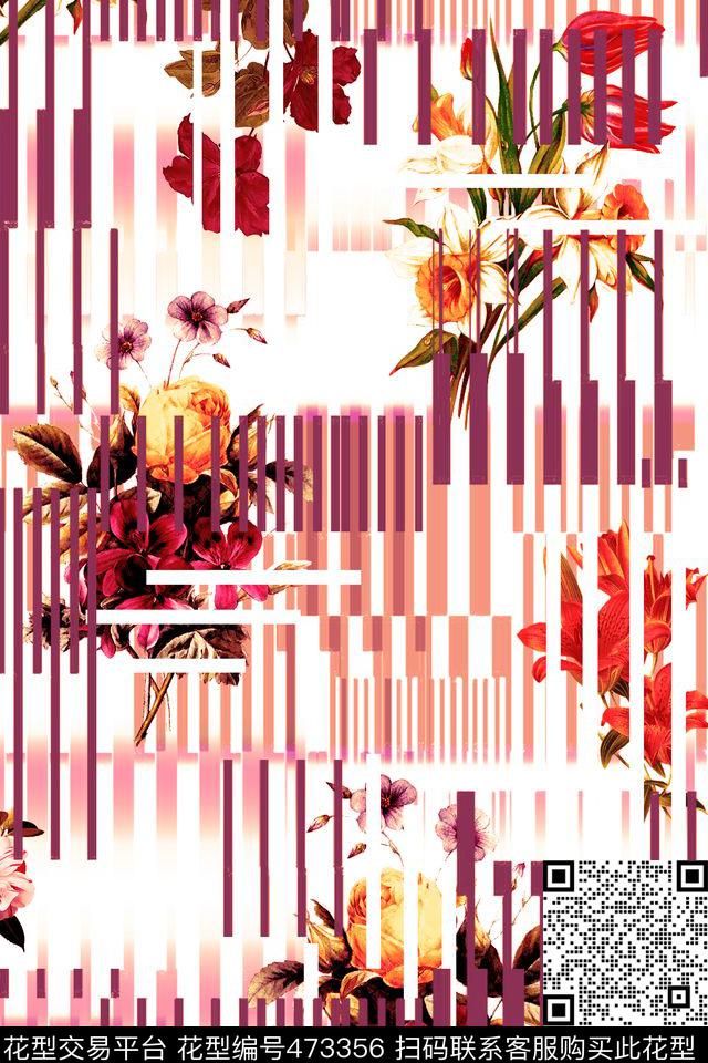 时尚简约条纹数码印花华亿平台下载（图片编号: 473356） - 瓦栏（Walan）