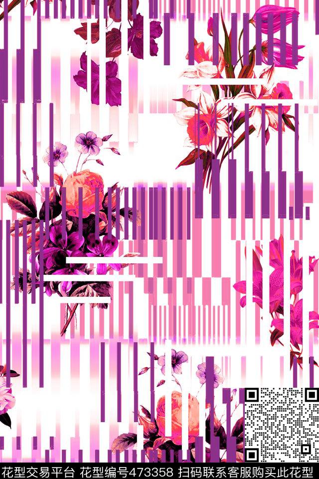 时尚简约条纹数码印花华亿平台下载（图片编号: 473358） - 瓦栏（Walan）