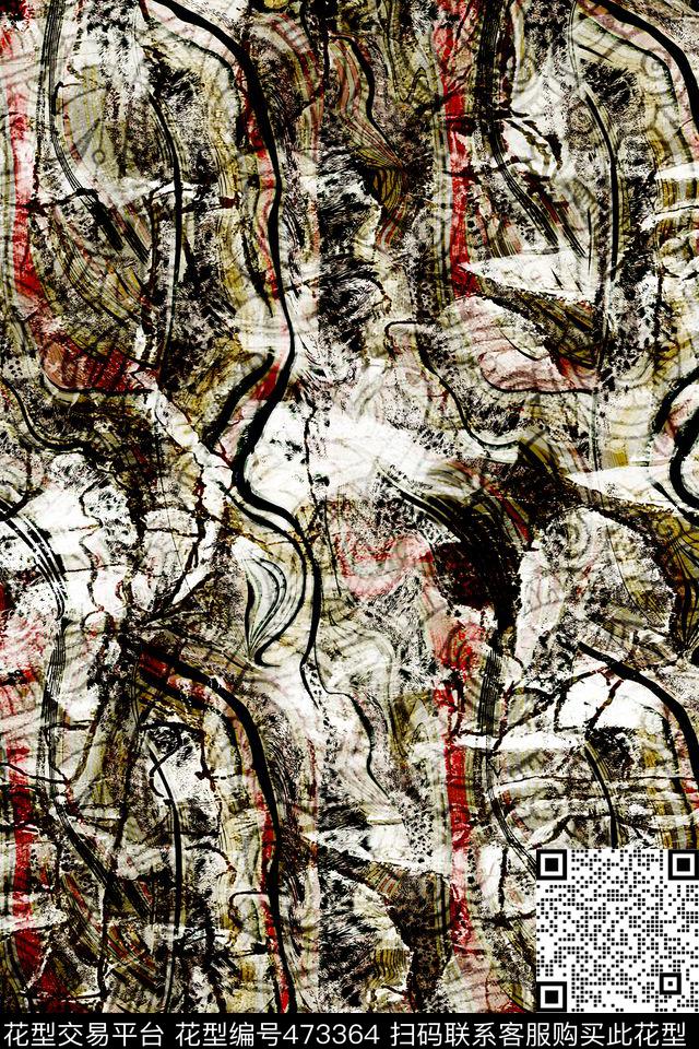 抽象肌理大牌男装数码印花华亿平台下载（图片编号: 473364） - 瓦栏（Walan）