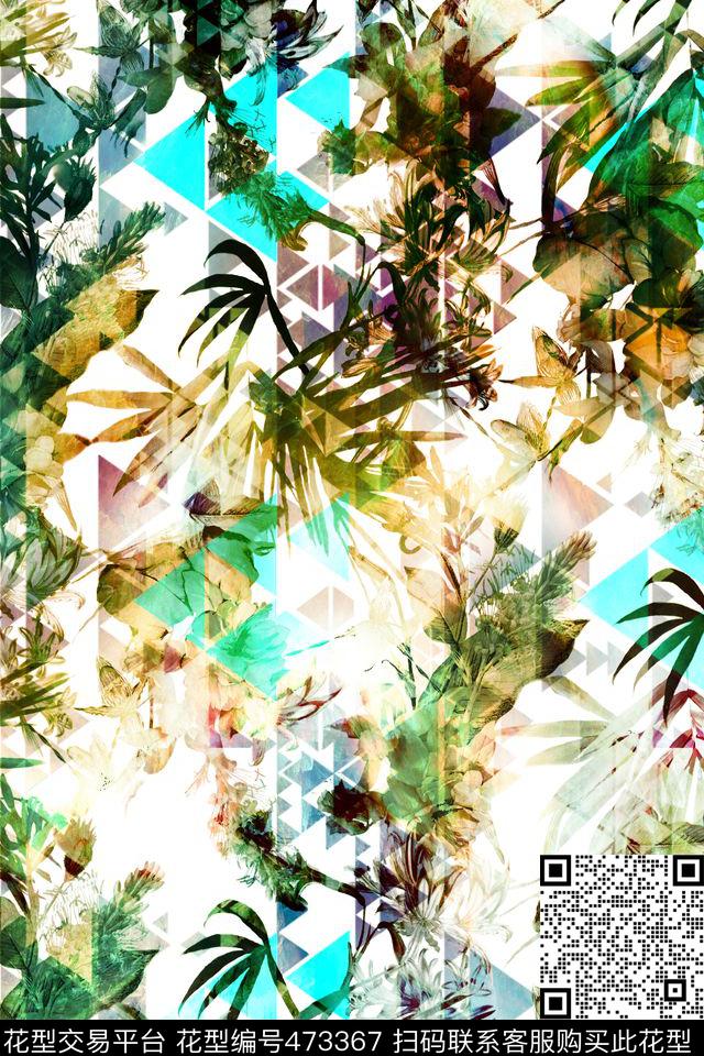 抽象花卉色块女装数码印花华亿平台下载（图片编号: 473367） - 瓦栏（Walan）