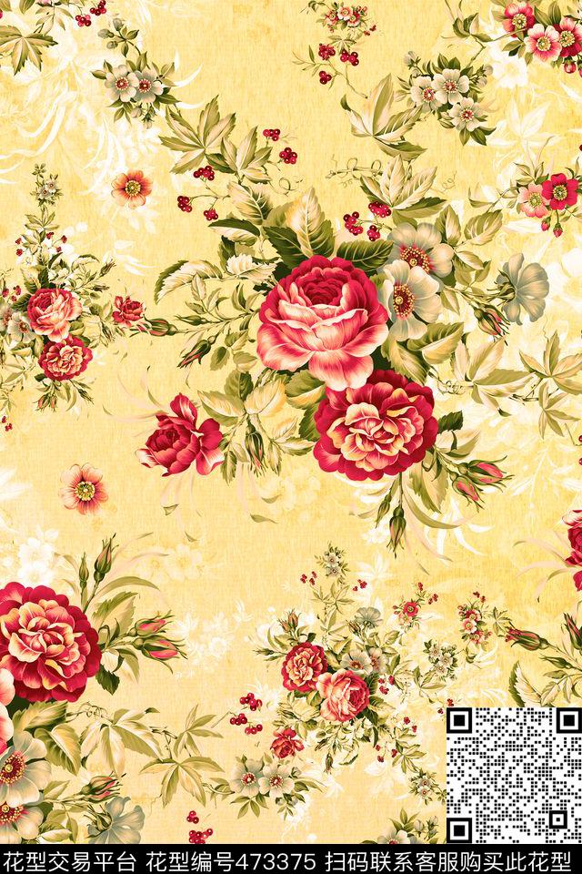 花朵花卉时尚数码印花华亿平台下载（图片编号: 473375） - 瓦栏（Walan）