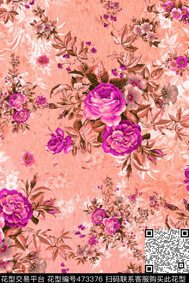 花朵花卉时尚数码印花华亿平台下载（图片编号: 473376） - 瓦栏（Walan）