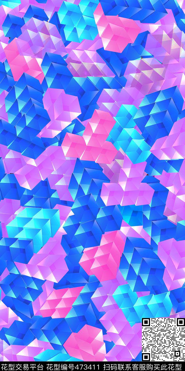 立体正方西组合几何抽象女装数码印花华亿平台下载（图片编号: 473411） - 瓦栏（Walan）