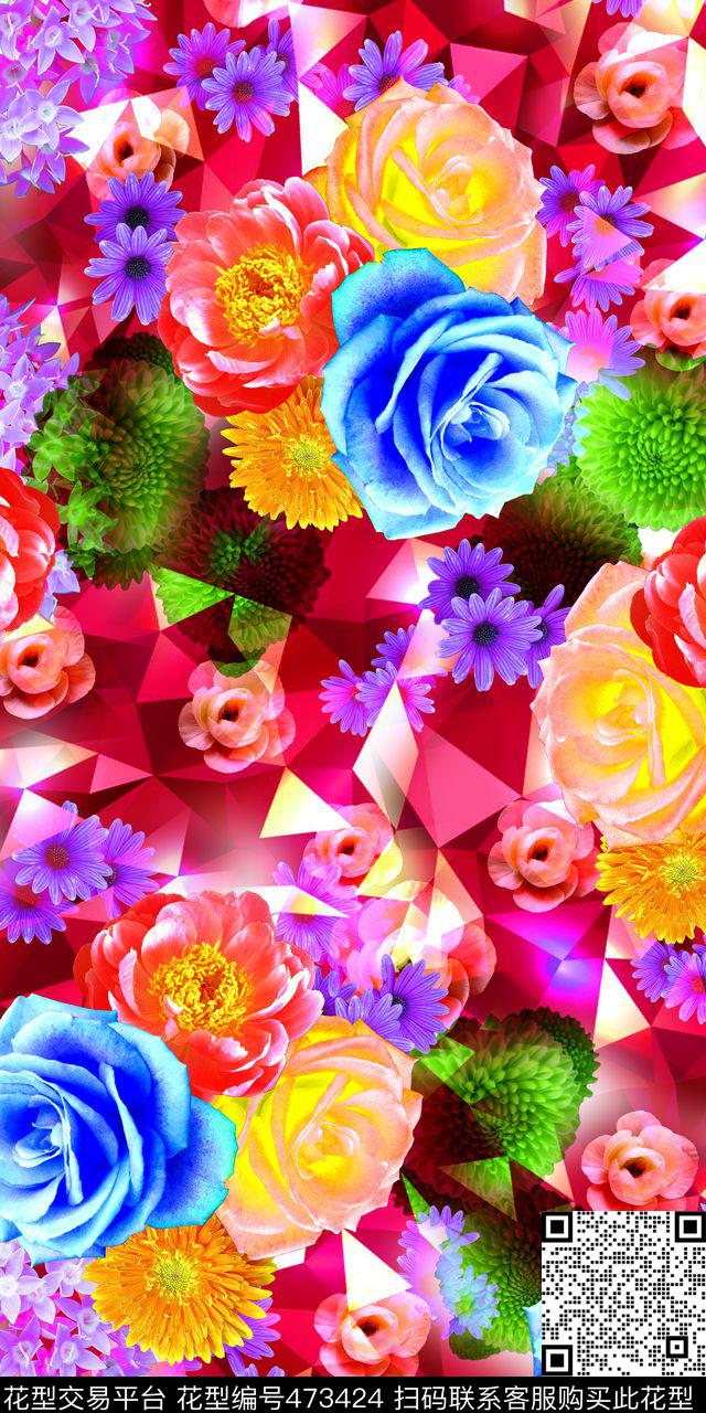 抽象底纹云纹过渡写实花卉数码印花华亿平台下载（图片编号: 473424） - 瓦栏（Walan）