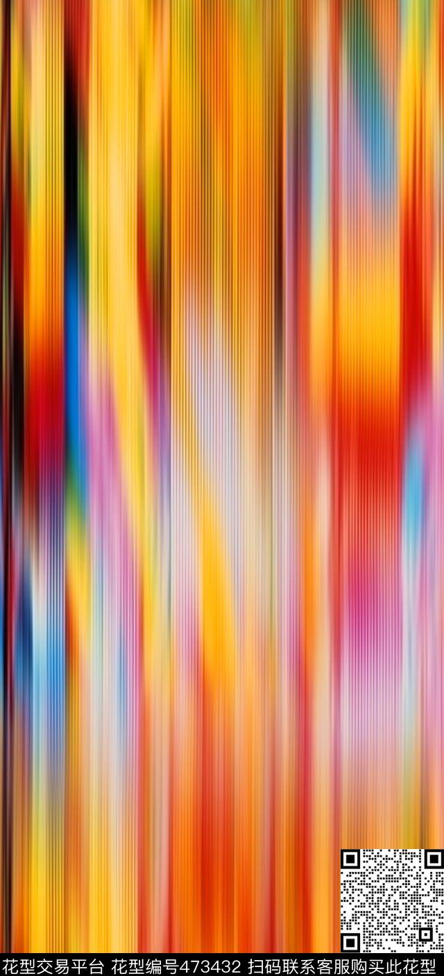 流行时尚幻彩彩色竖条纹欧美数码印花华亿平台下载（图片编号: 473432） - 瓦栏（Walan）