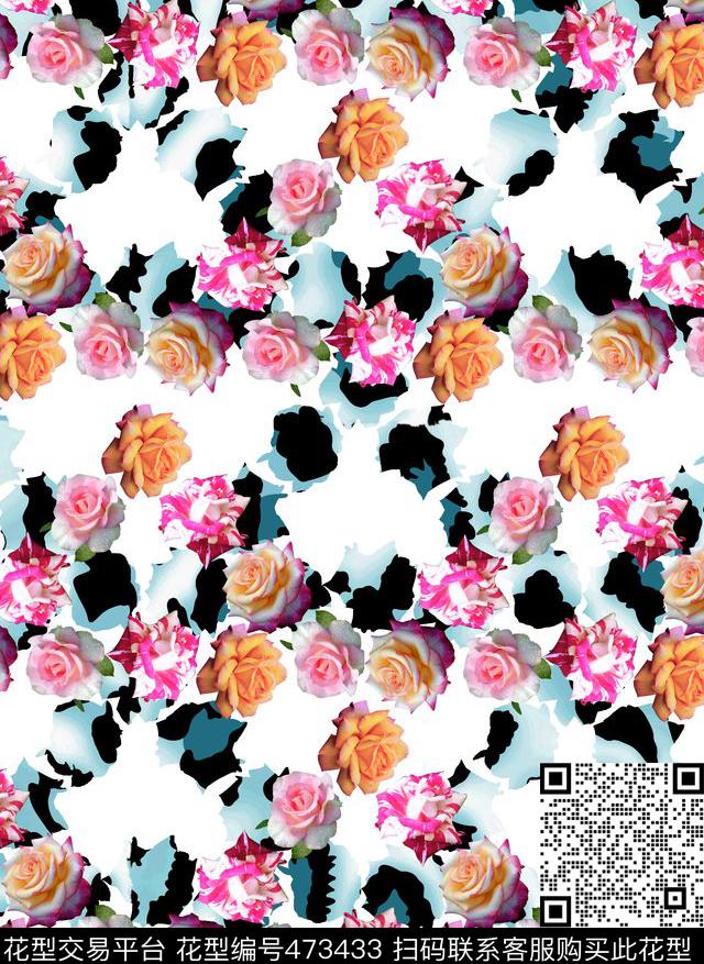 动物纹花卉几何排列数码印花华亿平台下载（图片编号: 473433） - 瓦栏（Walan）