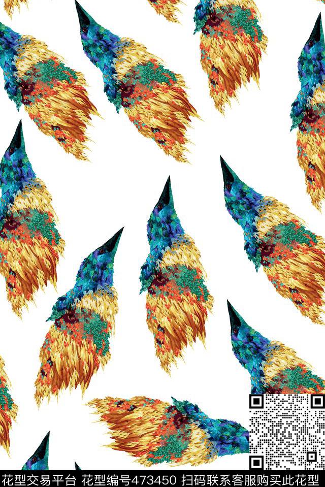 鸟儿时尚手绘数码印花华亿平台下载（图片编号: 473450） - 瓦栏（Walan）