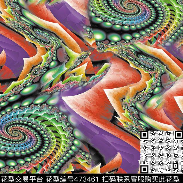 潮流大牌珠宝抽象几何数码印花华亿平台下载（图片编号: 473461） - 瓦栏（Walan）