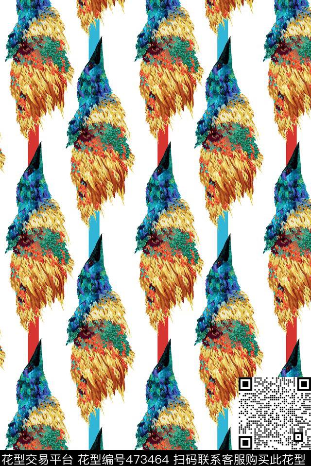 时尚手绘鸟儿针织提花数码印花华亿平台下载（图片编号: 473464） - 瓦栏（Walan）