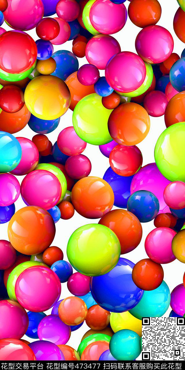 彩色立体炫彩圆点女装数码印花华亿平台下载（图片编号: 473477） - 瓦栏（Walan）