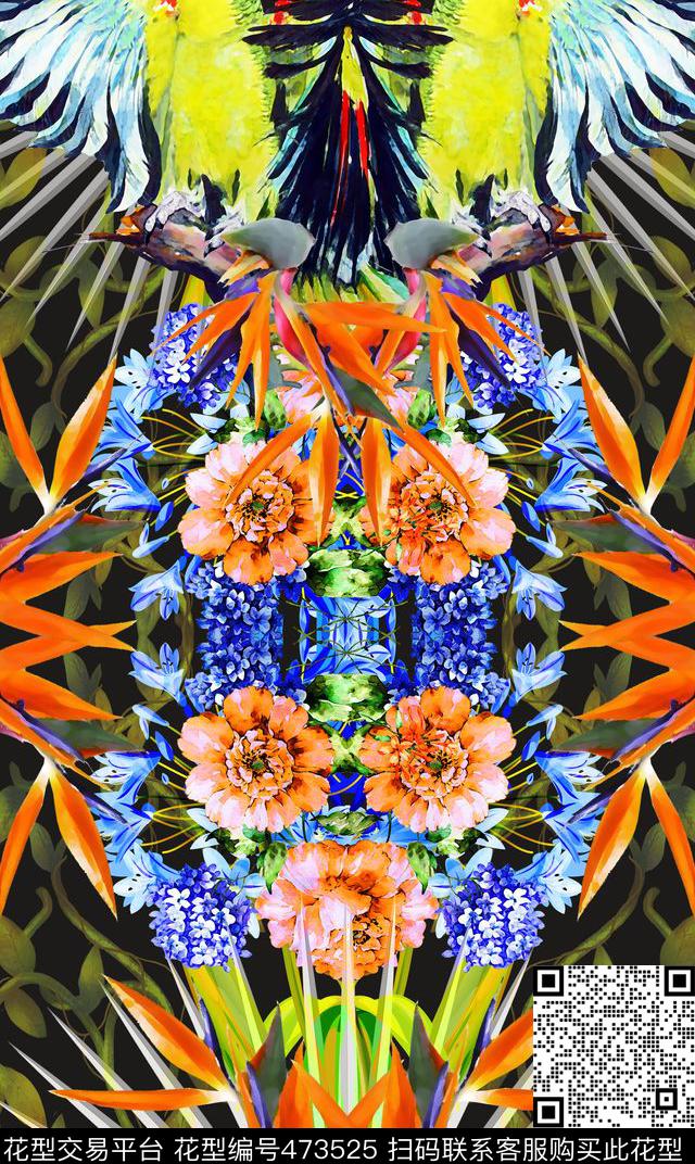 定位花卉天堂鸟数码印花华亿平台下载（图片编号: 473525） - 瓦栏（Walan）