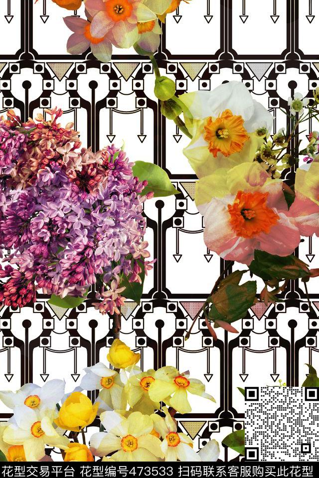 大朵真实花卉数码数码印花华亿平台下载（图片编号: 473533） - 瓦栏（Walan）