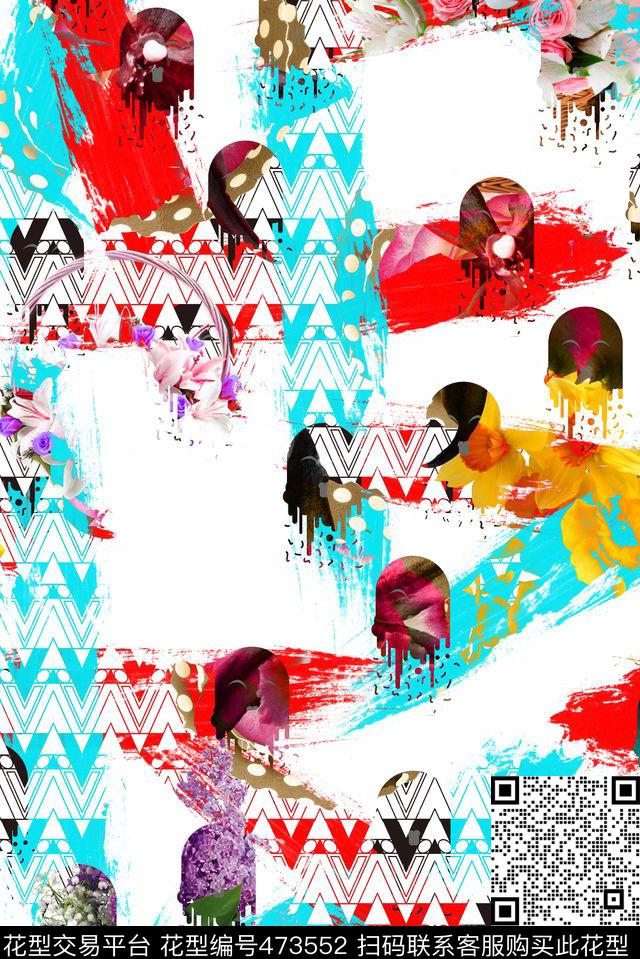 鲜艳笔触色彩感数码印花华亿平台下载（图片编号: 473552） - 瓦栏（Walan）