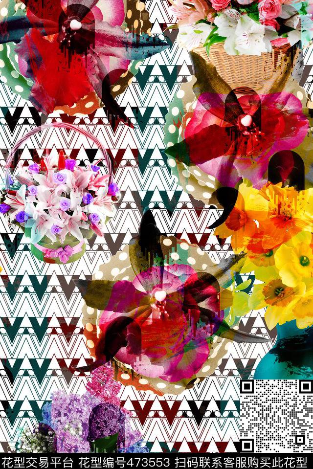 大朵数码真实花卉数码印花华亿平台下载（图片编号: 473553） - 瓦栏（Walan）