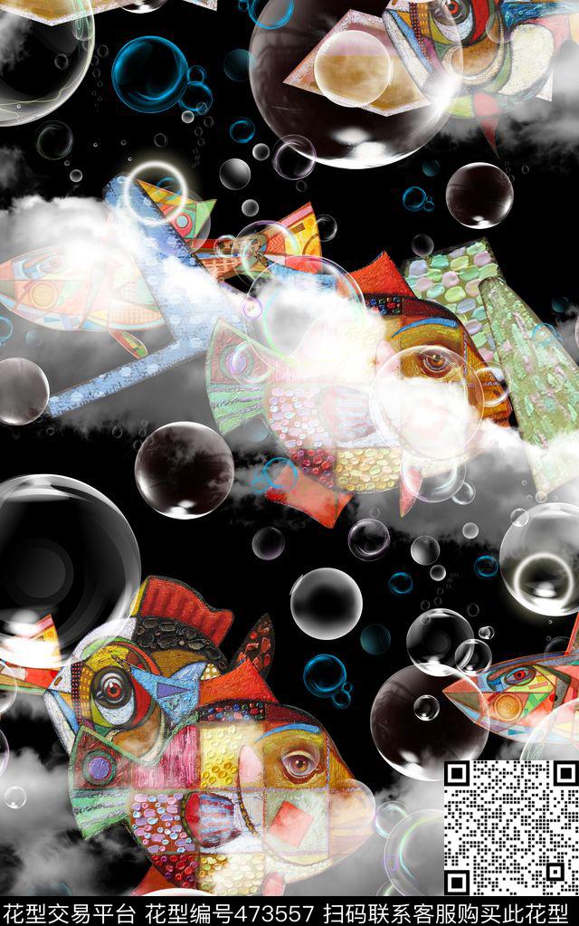 抽象动物拼贴画数码印花华亿平台下载（图片编号: 473557） - 瓦栏（Walan）