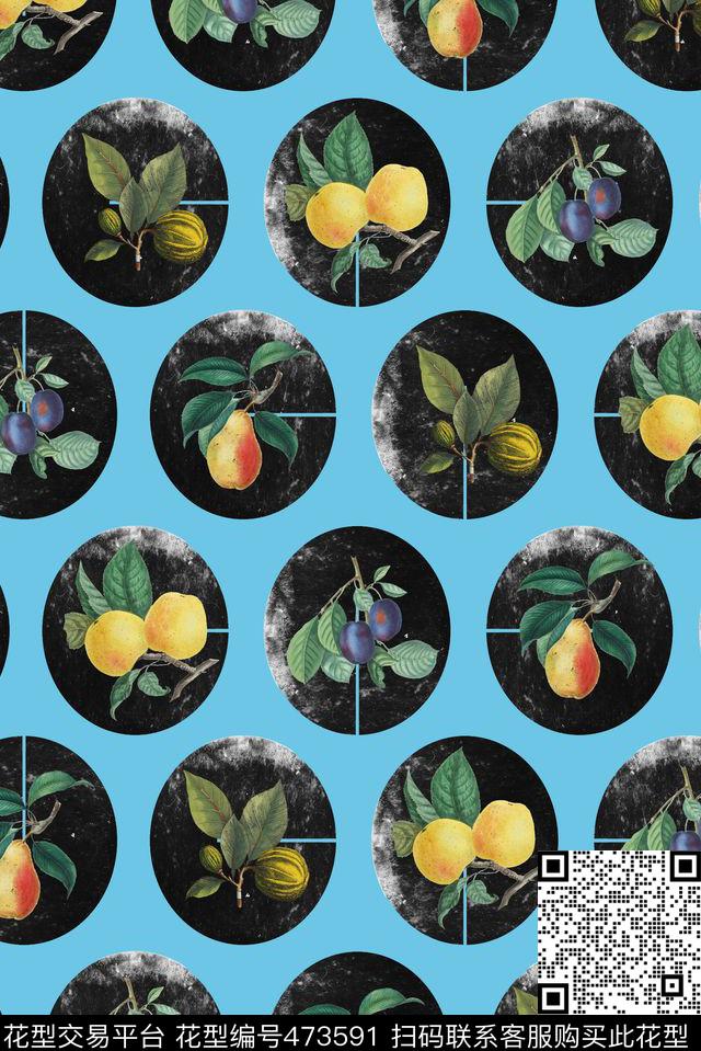 波点水果复古数码印花华亿平台下载（图片编号: 473591） - 瓦栏（Walan）