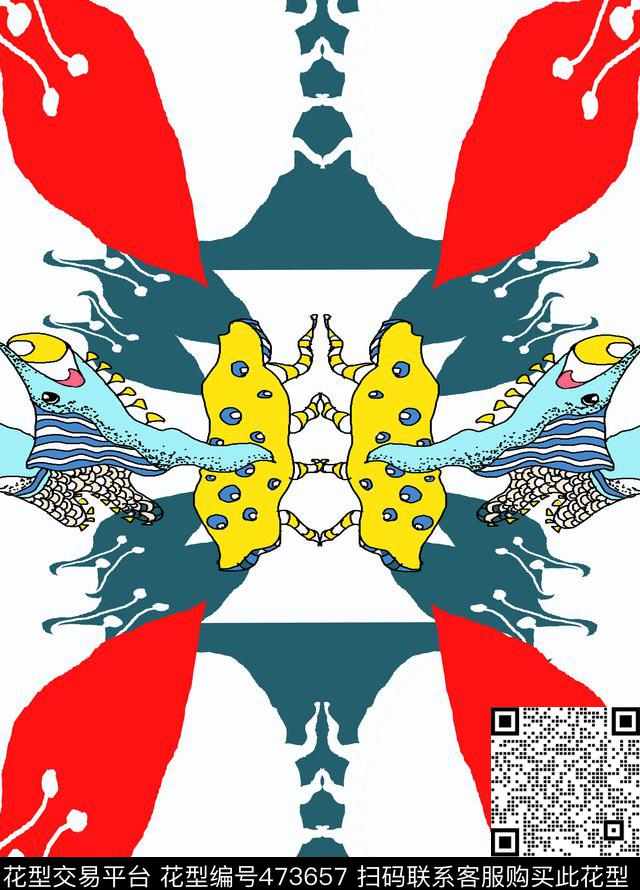 时尚大牌流行鱼数码印花华亿平台下载（图片编号: 473657） - 瓦栏（Walan）