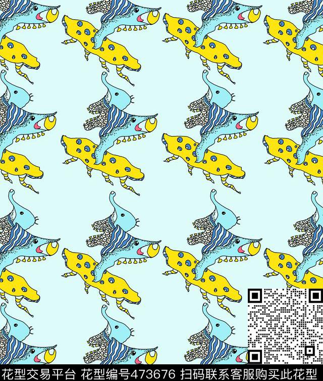 可爱时尚流行大牌鱼数码印花华亿平台下载（图片编号: 473676） - 瓦栏（Walan）