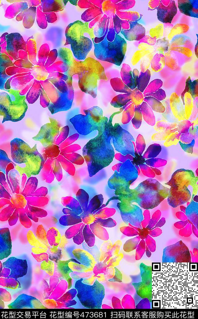 1/2跳接复古花卉数码印花华亿平台下载（图片编号: 473681） - 瓦栏（Walan）