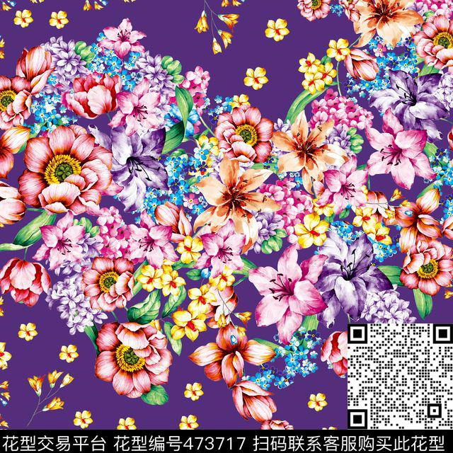 潮流大牌花卉碎花数码印花华亿平台下载（图片编号: 473717） - 瓦栏（Walan）