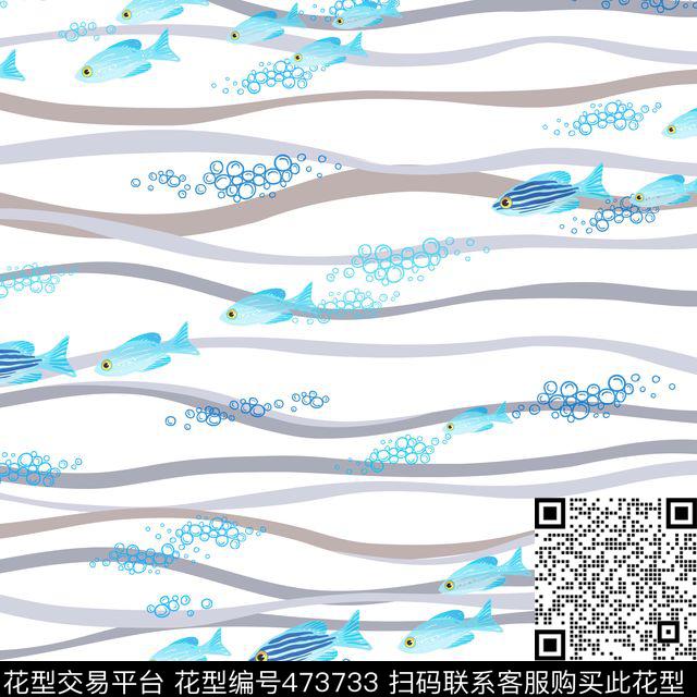 数码印花条纹小鱼条纹数码印花华亿平台下载（图片编号: 473733） - 瓦栏（Walan）