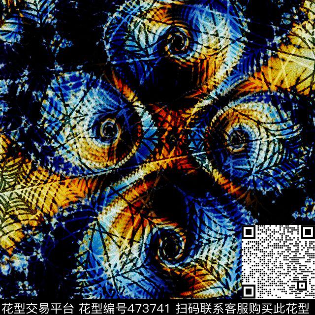 抽象复古时尚数码印花华亿平台下载（图片编号: 473741） - 瓦栏（Walan）