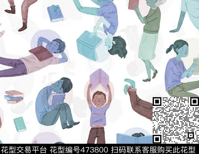 趣味书人物数码印花华亿平台下载（图片编号: 473800） - 瓦栏（Walan）