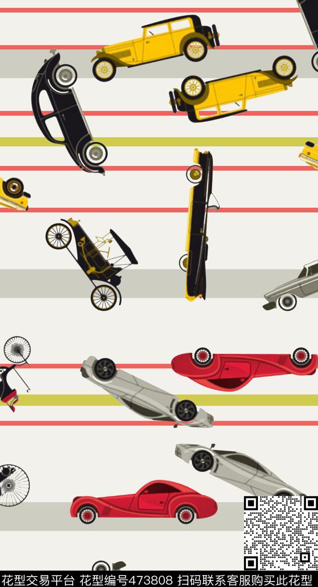 卡通名车时尚复古数码印花华亿平台下载（图片编号: 473808） - 瓦栏（Walan）