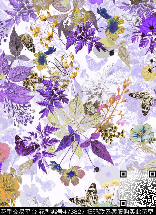 复古女装Perry-底纹花卉数码印花华亿平台下载（图片编号: 473827） - 瓦栏（Walan）