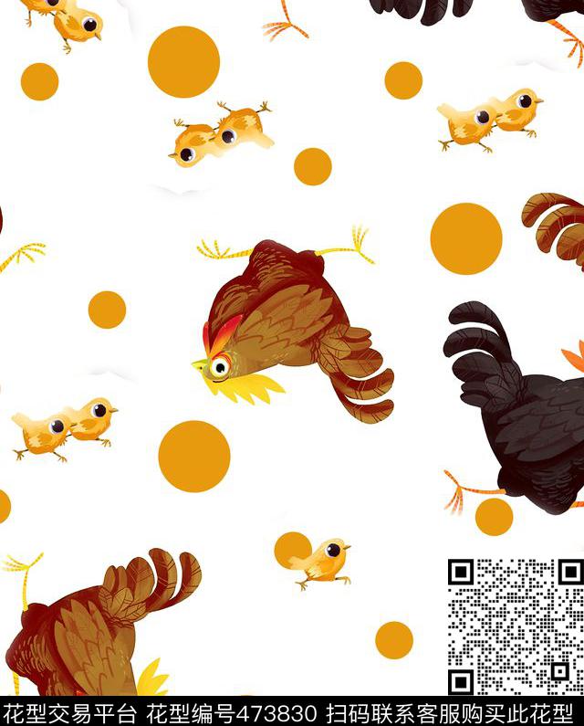 波点动物卡通数码印花华亿平台下载（图片编号: 473830） - 瓦栏（Walan）