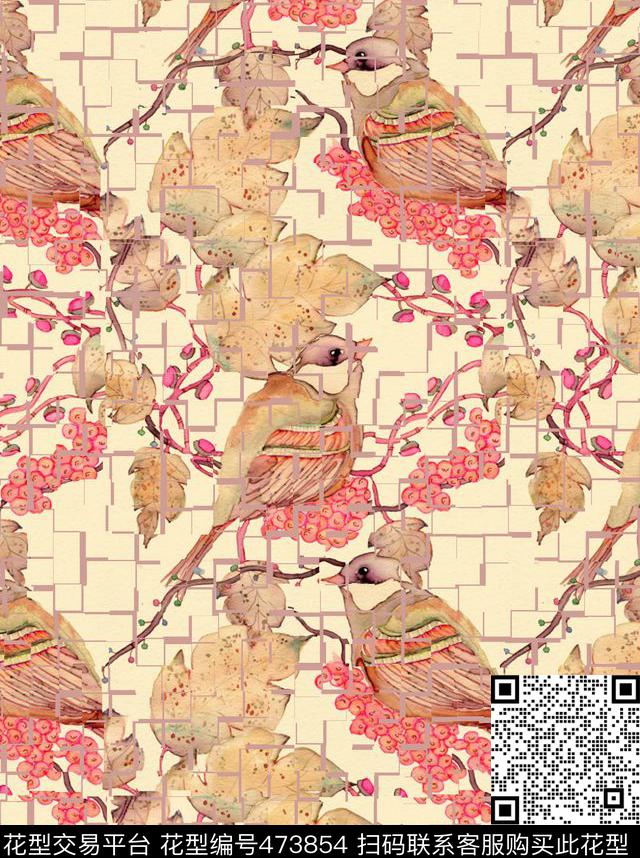 复古花卉拼贴数码印花华亿平台下载（图片编号: 473854） - 瓦栏（Walan）