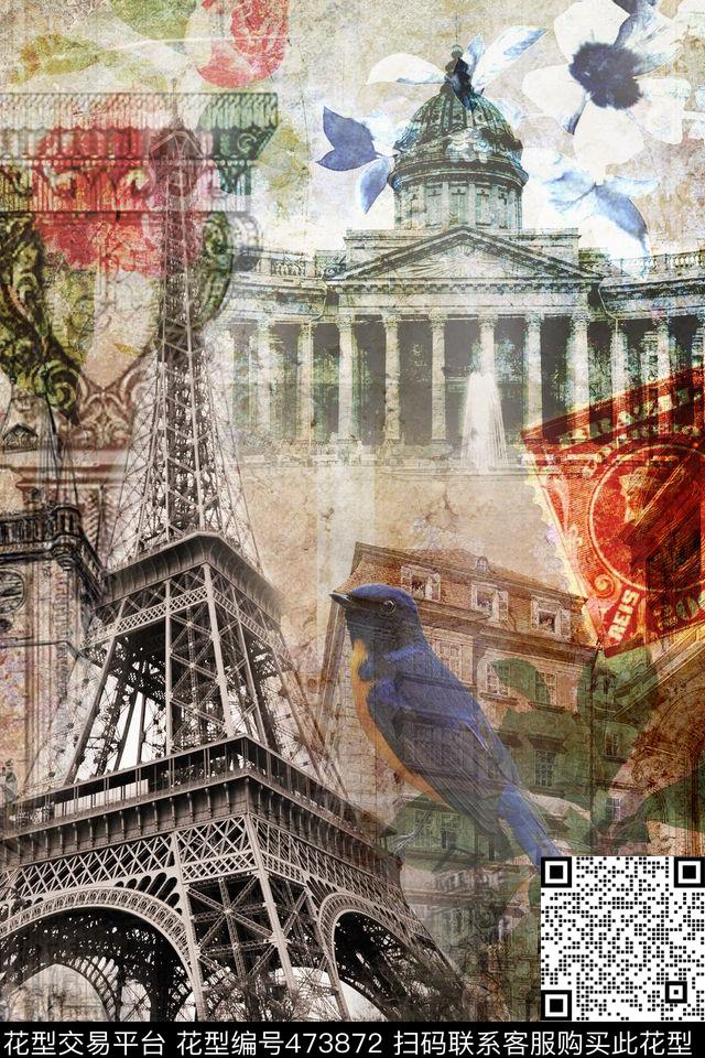 冬装男士衬衫大牌建筑花卉欧美复古数码印花华亿平台下载（图片编号: 473872） - 瓦栏（Walan）