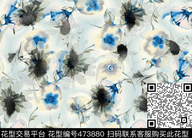 水墨晕染素雅传统印花华亿平台下载（图片编号: 473880） - 瓦栏（Walan）