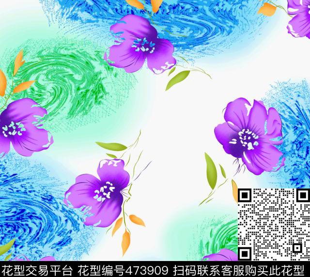 素雅水粉梦幻传统印花华亿平台下载（图片编号: 473909） - 瓦栏（Walan）