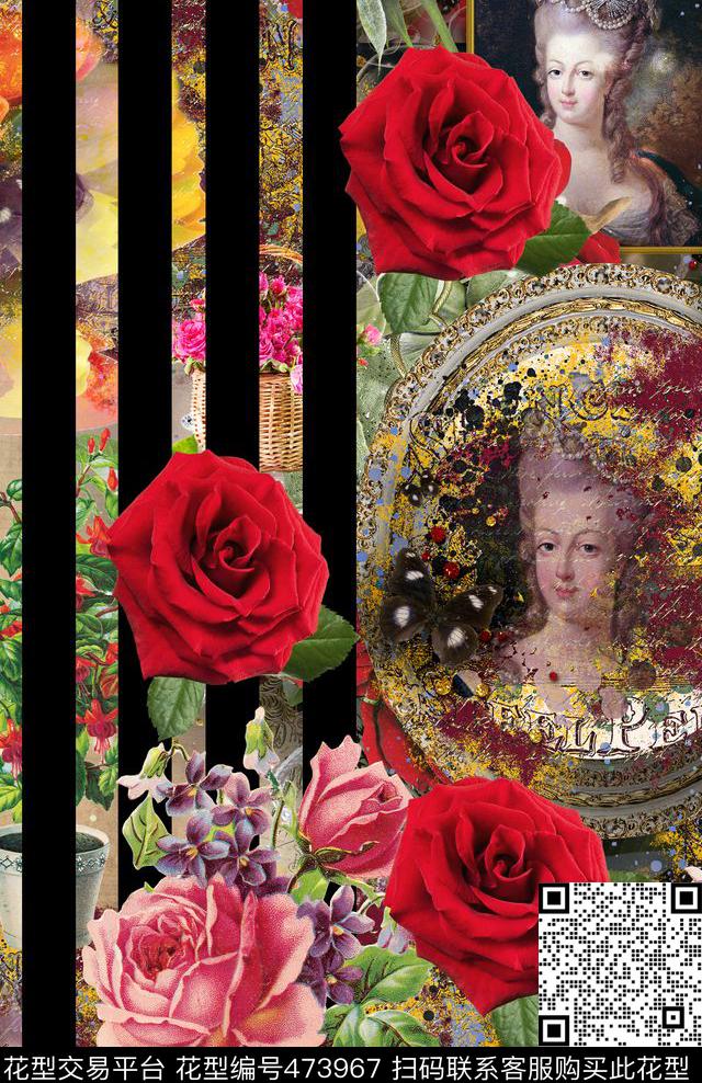 复古欧式人物数码印花华亿平台下载（图片编号: 473967） - 瓦栏（Walan）